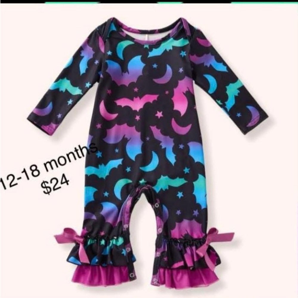 Colorful Bat Print Kids Bodysuit